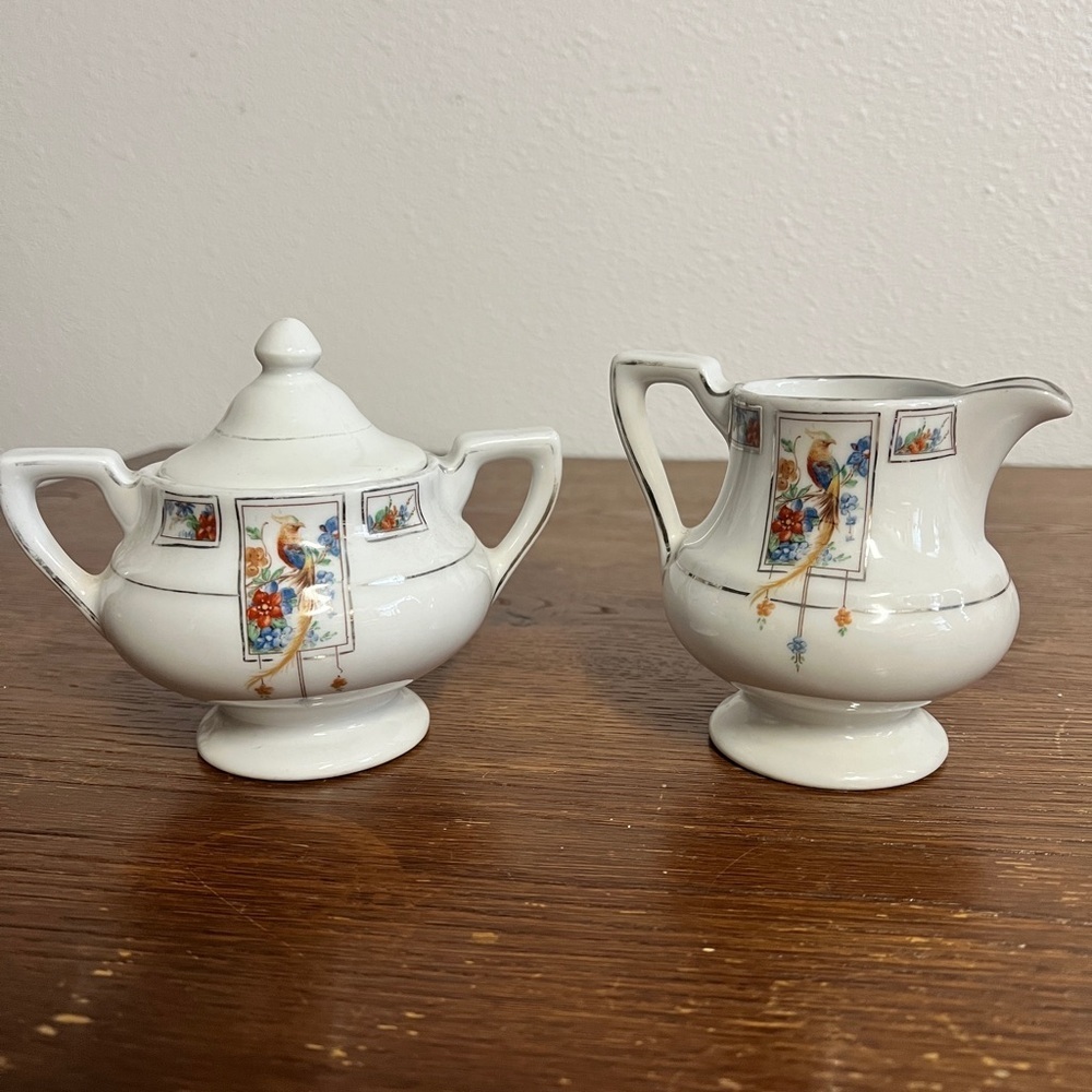 Royal Rochester Fraunfelter Golden Pheasant #2682 Hand Painted Cream & Sugar Set